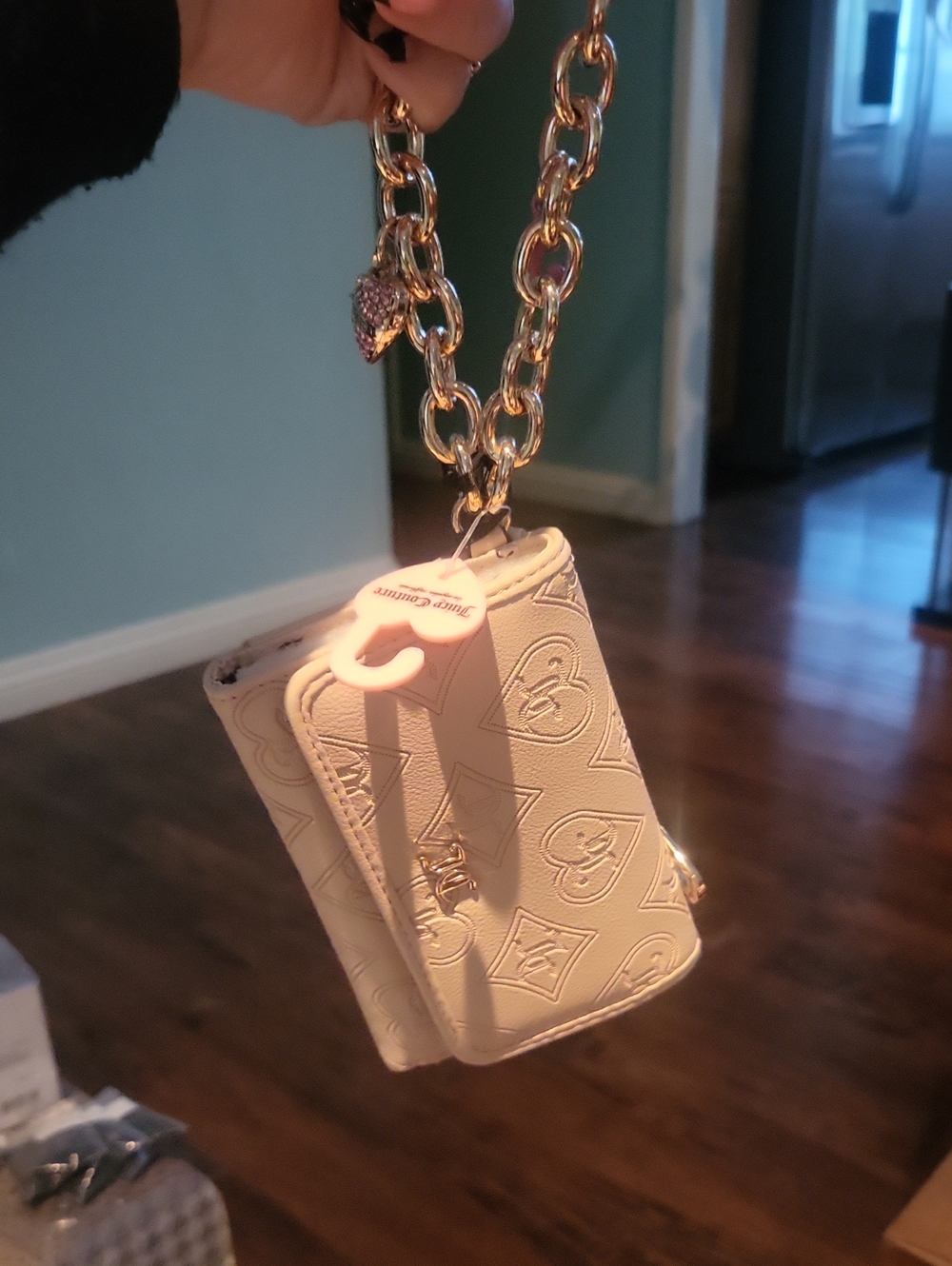 Juicy Couture Sand Embossed Mini Bag with Gold Chain